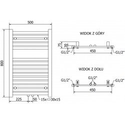 Mexen Hades Fürdöszobai radiátor 800 x 500 mm, 381 W, fekete - W104-0800-500-00-70 Törölközö száritó radiátor Törölközö száritó radiátor Fürdöszobai radiátor