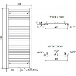 Mexen Hades Fürdöszobai radiátor 1200 x 500 mm, 562 W, fehér - W104-1200-500-00-20 Törölközö száritó radiátor Törölközö száritó radiátor Fürdöszobai radiátor