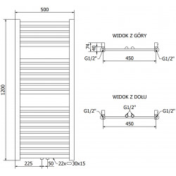 Mexen Hades Fürdöszobai radiátor 1200 x 500 mm, 444 W, arany - W104-1200-500-00-50 Törölközö száritó radiátor Törölközö száritó radiátor Fürdöszobai radiátor