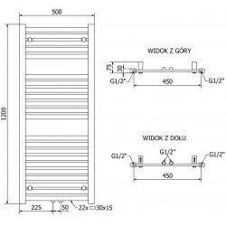 Mexen Hades Fürdöszobai radiátor 1200 x 500 mm, 562 W, antracit - W104-1200-500-00-66 Törölközö száritó radiátor Törölközö száritó radiátor Fürdöszobai radiátor