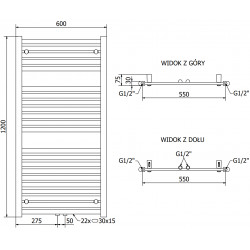 Mexen Hades Fürdöszobai radiátor 1200 x 600 mm, 659 W, fehér - W104-1200-600-00-20 Törölközö száritó radiátor Törölközö száritó radiátor Fürdöszobai radiátor