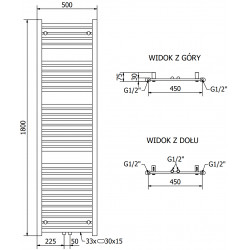 Mexen Hades Fürdöszobai radiátor 1800 x 500 mm, 843 W, fekete - W104-1800-500-00-70 Törölközö száritó radiátor Törölközö száritó radiátor Fürdöszobai radiátor
