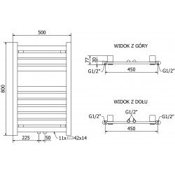 Mexen Uran Fürdöszobai radiátor 800 x 500 mm, 359 W, fehér - W105-0800-500-00-20 Törölközö száritó radiátor Törölközö száritó radiátor Fürdöszobai radiátor