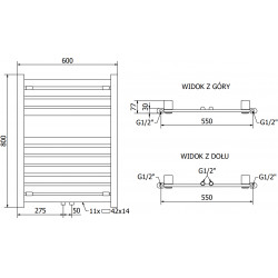Mexen Uran Fürdöszobai radiátor 800 x 600 mm, 420 W, fekete - W105-0800-600-00-70 Törölközö száritó radiátor Törölközö száritó radiátor Fürdöszobai radiátor