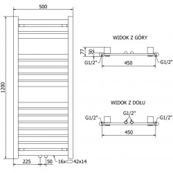 Mexen Uran Fürdöszobai radiátor 1200 x 500 mm, 416 W, króm - W105-1200-500-00-01 Törölközö száritó radiátor Törölközö száritó radiátor Fürdöszobai radiátor