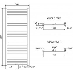 Mexen Uran Fürdöszobai radiátor 1200 x 500 mm, 416 W, arany - W105-1200-500-00-50 Törölközö száritó radiátor Törölközö száritó radiátor Fürdöszobai radiátor