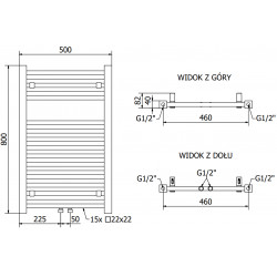 Mexen Pluton Fürdöszobai radiátor 800 x 500 mm, 405 W, fehér - W106-0800-500-00-20 Törölközö száritó radiátor Törölközö száritó radiátor Fürdöszobai radiátor