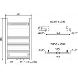 Mexen Pluton Fürdöszobai radiátor 800 x 500 mm, 405 W, fekete - W106-0800-500-00-70 Törölközö száritó radiátor Törölközö száritó radiátor Fürdöszobai radiátor