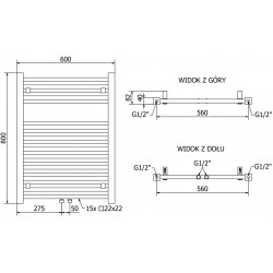Mexen Pluton Fürdöszobai radiátor 800 x 600 mm, 471 W, fehér - W106-0800-600-00-20 Törölközö száritó radiátor Törölközö száritó radiátor Fürdöszobai radiátor