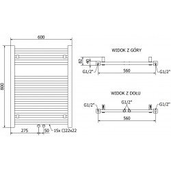 Mexen Pluton Fürdöszobai radiátor 800 x 600 mm, 471 W, fekete - W106-0800-600-00-70 Törölközö száritó radiátor Törölközö száritó radiátor Fürdöszobai radiátor