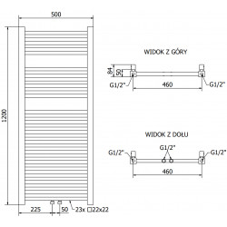 Mexen Pluton Fürdöszobai radiátor 1200 x 500 mm, 487 W, arany - W106-1200-500-00-50 Törölközö száritó radiátor Törölközö száritó radiátor Fürdöszobai radiátor