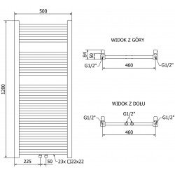 Mexen Pluton Fürdöszobai radiátor 1200 x 500 mm, 487 W, arany - W106-1200-500-00-50 Törölközö száritó radiátor Törölközö száritó radiátor Fürdöszobai radiátor