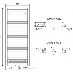 Mexen Pluton Fürdöszobai radiátor 1200 x 500 mm, 616 W, fekete - W106-1200-500-00-70 Törölközö száritó radiátor Törölközö száritó radiátor Fürdöszobai radiátor