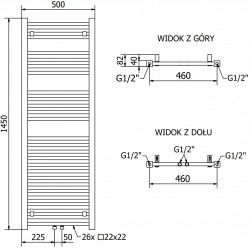 Mexen Pluton Fürdöszobai radiátor 1450 x 500 mm, 712 W, fehér - W106-1450-500-00-20 Törölközö száritó radiátor Törölközö száritó radiátor Fürdöszobai radiátor