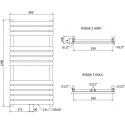 Mexen Jowisz Fürdöszobai radiátor 1200 x 600 mm, 594 W, fekete - W107-1200-600-00-70 Törölközö száritó radiátor Törölközö száritó radiátor Fürdöszobai radiátor