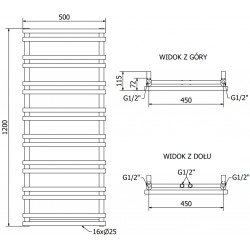 Mexen Saturn Fürdöszobai radiátor 1200 x 500 mm, 409 W, fekete - W108-1200-500-00-70 Törölközö száritó radiátor Törölközö száritó radiátor Fürdöszobai radiátor