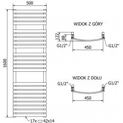 Mexen Bachus Fürdöszobai radiátor 1200 x 500 mm, 619 W, fekete - W109-1200-500-00-70 Törölközö száritó radiátor Törölközö száritó radiátor Fürdöszobai radiátor