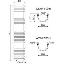 Mexen Eros Fürdöszobai radiátor 1600 x 318 mm, 549 W, fehér - W112-1600-318-00-20 Törölközö száritó radiátor Törölközö száritó radiátor Fürdöszobai radiátor