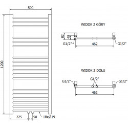 Mexen Yodo Fürdöszobai radiátor 1200 x 500 mm, 389 W, fehér - W113-1200-500-00-20 Törölközö száritó radiátor Törölközö száritó radiátor Fürdöszobai radiátor