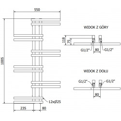 Mexen Jari Fürdöszobai radiátor 1005 x 550 mm, 339 W, fehér - W115-1005-550-00-20 Törölközö száritó radiátor Törölközö száritó radiátor Fürdöszobai radiátor