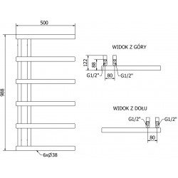 Mexen Jukon Fürdöszobai radiátor 988 x 500 mm, 461 W, fehér - W116-0988-500-00-20 Törölközö száritó radiátor Törölközö száritó radiátor Fürdöszobai radiátor