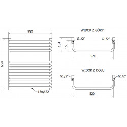 Mexen Apollo Fürdöszobai radiátor 660 x 550 mm, 384 W, fehér - W117-0660-550-00-20 Törölközö száritó radiátor Törölközö száritó radiátor Fürdöszobai radiátor