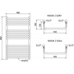 Mexen Apollo Fürdöszobai radiátor 860 x 450 mm, 422 W, fekete - W117-0860-450-00-70 Törölközö száritó radiátor Törölközö száritó radiátor Fürdöszobai radiátor