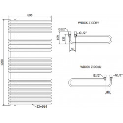 Mexen Amor Fürdöszobai radiátor 1200 x 600 mm, 1003 W, fehér - W120-1200-600-00-20 Törölközö száritó radiátor Törölközö száritó radiátor Fürdöszobai radiátor
