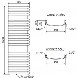 Mexen Bachus Fürdöszobai radiátor 1600 x 500 mm, 787 W, antracit - W109-1600-500-00-66 Törölközö száritó radiátor Törölközö száritó radiátor Fürdöszobai radiátor