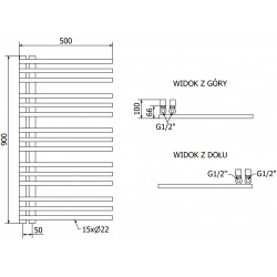 Mexen Neptun Fürdöszobai radiátor 900 x 500 mm, 369 W, antracit - W101-0900-500-00-66 Törölközö száritó radiátor Törölközö száritó radiátor Fürdöszobai radiátor
