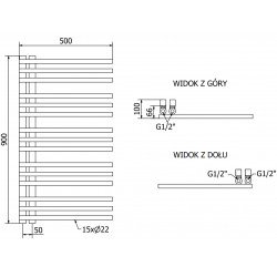 Mexen Neptun Fürdöszobai radiátor 900 x 500 mm, 369 W, antracit - W101-0900-500-00-66 Törölközö száritó radiátor Törölközö száritó radiátor Fürdöszobai radiátor
