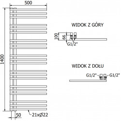 Mexen Neptun Fürdöszobai radiátor 1400 x 500 mm, 532 W, antracit - W101-1400-500-00-66 Törölközö száritó radiátor Törölközö száritó radiátor Fürdöszobai radiátor
