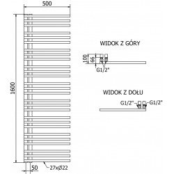 Mexen Neptun Fürdöszobai radiátor 1600 x 500 mm, 523 W, króm - W101-1600-500-00-01 Törölközö száritó radiátor Törölközö száritó radiátor Fürdöszobai radiátor