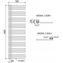 Mexen Neptun Fürdöszobai radiátor 1600 x 500 mm, 662 W, antracit - W101-1600-500-00-66 Törölközö száritó radiátor Törölközö száritó radiátor Fürdöszobai radiátor