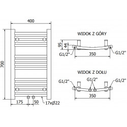 Mexen Ares Fürdöszobai radiátor 700 x 400 mm, 189 W, króm - W102-0700-400-00-01 Törölközö száritó radiátor Törölközö száritó radiátor Fürdöszobai radiátor