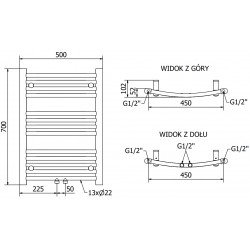 Mexen Ares Fürdöszobai radiátor 700 x 500 mm, 226W, arany - W102-0700-500-00-50 Törölközö száritó radiátor Törölközö száritó radiátor Fürdöszobai radiátor