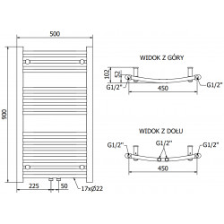 Mexen Ares Fürdöszobai radiátor 900 x 500 mm, 372 W, antracit - W102-0900-500-00-66 Törölközö száritó radiátor Törölközö száritó radiátor Fürdöszobai radiátor