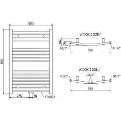 Mexen Ares Fürdöszobai radiátor 900 x 600 mm, 433 W, antracit - W102-0900-600-00-66 Törölközö száritó radiátor Törölközö száritó radiátor Fürdöszobai radiátor