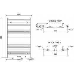 Mexen Ares Fürdöszobai radiátor 900 x 600 mm, 433 W, antracit - W102-0900-600-00-66 Törölközö száritó radiátor Törölközö száritó radiátor Fürdöszobai radiátor