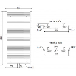 Mexen Ares Fürdöszobai radiátor 1200 x 600 mm, 620 W, antracit - W102-1200-600-00-66 Törölközö száritó radiátor Törölközö száritó radiátor Fürdöszobai radiátor