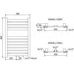 Mexen Uran Fürdöszobai radiátor 800 x 500 mm, 283 W, króm - W105-0800-500-00-01 Törölközö száritó radiátor Törölközö száritó radiátor Fürdöszobai radiátor