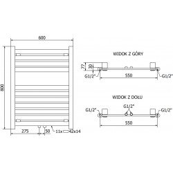 Mexen Uran Fürdöszobai radiátor 800 x 600 mm, 420 W, antracit - W105-0800-600-00-66 Törölközö száritó radiátor Törölközö száritó radiátor Fürdöszobai radiátor