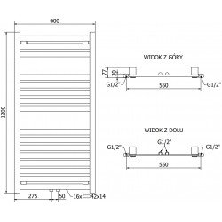Mexen Uran Fürdöszobai radiátor 1200 x 600 mm, 485 W, arany - W105-1200-600-00-50 Törölközö száritó radiátor Törölközö száritó radiátor Fürdöszobai radiátor