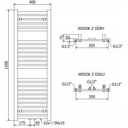 Mexen Hades Fürdöszobai radiátor 1200 x 400 mm, 367 W, arany - W104-1200-400-00-50 Törölközö száritó radiátor Törölközö száritó radiátor Fürdöszobai radiátor