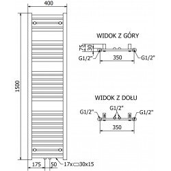 Mexen Hades Fürdöszobai radiátor 1500 x 400 mm, 574 W, antracit - W104-1500-400-00-66 Törölközö száritó radiátor Törölközö száritó radiátor Fürdöszobai radiátor