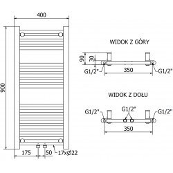 Mexen Mars Fürdöszobai radiátor 900 x 400 mm, 309 W, antracit - W110-0900-400-00-66 Törölközö száritó radiátor Törölközö száritó radiátor Fürdöszobai radiátor