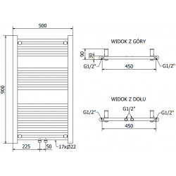 Mexen Mars Fürdöszobai radiátor 900 x 500 mm, 370 W, antracit - W110-0900-500-00-66 Törölközö száritó radiátor Törölközö száritó radiátor Fürdöszobai radiátor