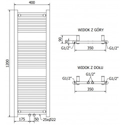 Mexen Mars Fürdöszobai radiátor 1200 x 400 mm, 439 W, antracit - W110-1200-400-00-66 Törölközö száritó radiátor Törölközö száritó radiátor Fürdöszobai radiátor