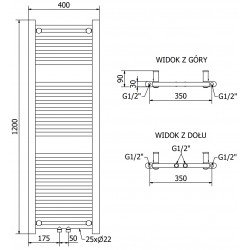 Mexen Mars Fürdöszobai radiátor 1200 x 400 mm, 439 W, antracit - W110-1200-400-00-66 Törölközö száritó radiátor Törölközö száritó radiátor Fürdöszobai radiátor