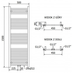 Mexen Mars Fürdöszobai radiátor 1500 x 500 mm, 626 W, antracit - W110-1500-500-00-66 Törölközö száritó radiátor Törölközö száritó radiátor Fürdöszobai radiátor